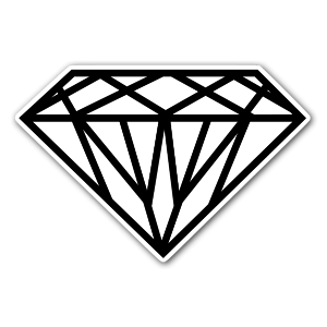 A clean diamond sticker, perfect in smaller sizes as stickers or a big one to smack on the wall as a wallsticker! 