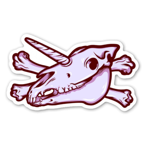 Unicorn skull designed by Gore Juice sticker co.