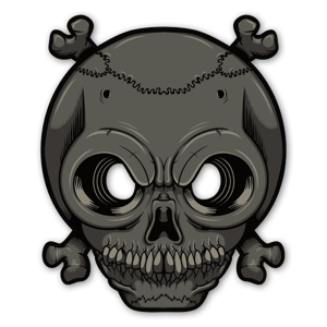 A cool gray skull with creepy white eyes sticker. Perfect for those who want to decorate their phone or laptop