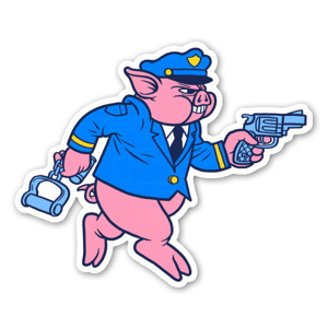 Pork polis goes crazy sticker