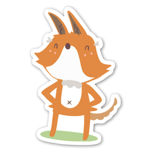 A cute and friendly cartoon fox - sticker