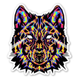 Colorful wolf sticker