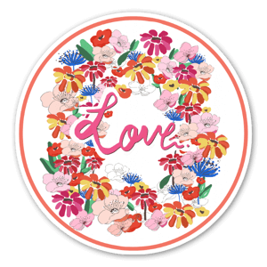 Love Floral Typography Sticker