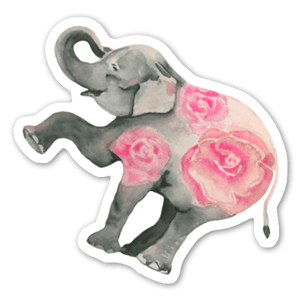 Elephant with roses on the body sticker