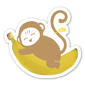 A small monkey sleeping on a banana - Stickers