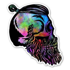 Cosmic Nebula Top Knot Bearded Skull...Awesome.