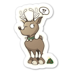 Magical reindeer christmas poop sticker.