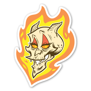 Orange Flaming Skull sticker.