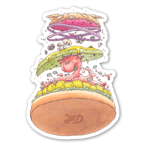 Veggie cat burger sticker