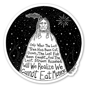 This sticker is based on Rick's pen & ink illustration series titled "Native