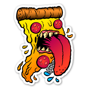 A super duper hungry pizza slice - sticker