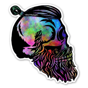 Cosmic Nebula Top Knot Bearded Skull...Awesome.