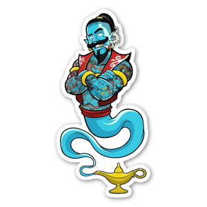 A custom design of the tattooed genie