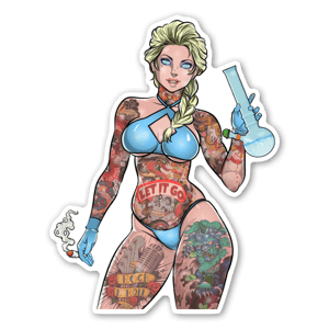 custom sticker of Melsa fully tattooed