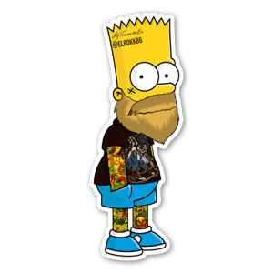 Bart from the Simpsons, custom design of the little rebel fully tattooed and bearded 