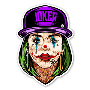 A custom design of Joker as a girl fully tattooed