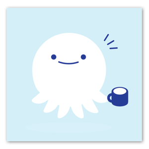 A minimal octopus, with a cup. He's thirsty. 