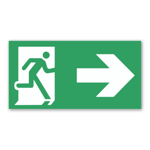 Emergency exit sign for floors, clear and clear marking