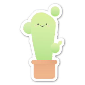 A cute cartoon cactus, with a smile.