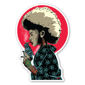 Powerful samurai afro lady