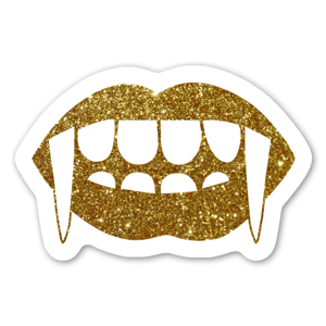 Glam vampire sticker with glitter feature