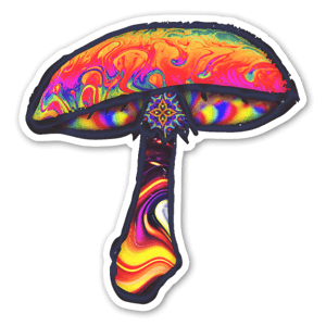 Colourful magic mushroom sticker