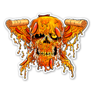 Death by pizza sticker