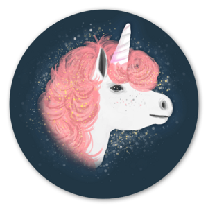 A magical unicorn that spreads its magic around the universe. A fantastic sticker that fits just as well on your computer as in your special place