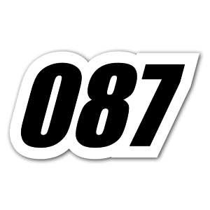 Racing stickers with the number 087 