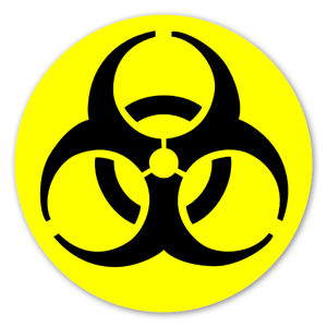 Biohazard yellow sticker 