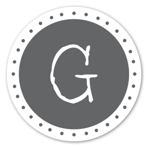 A grey monogram as a sticker 