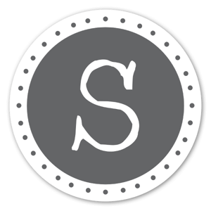 A grey monogram with the white S as stickers 