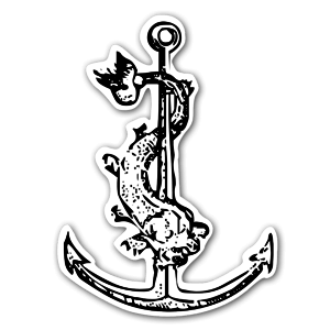 The anchor and the fish as a sticker 