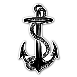 A classic anchor with a rope as a sticker 