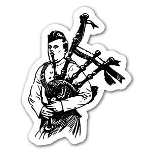 A man who plays on the bagpipe as sticker 