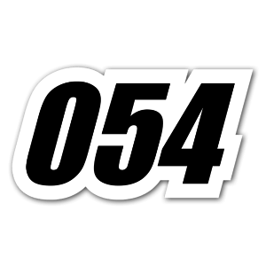 The perfect sticker with the number 054 for a race 