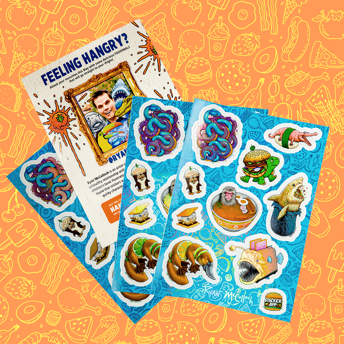 Thank You cards May against a detailed orange and yellow background